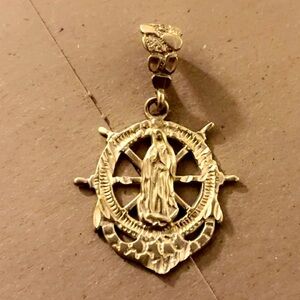 14k Virgin Mary anchor pendent